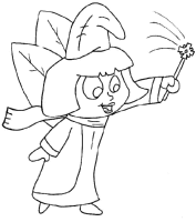 A coloring page of elves